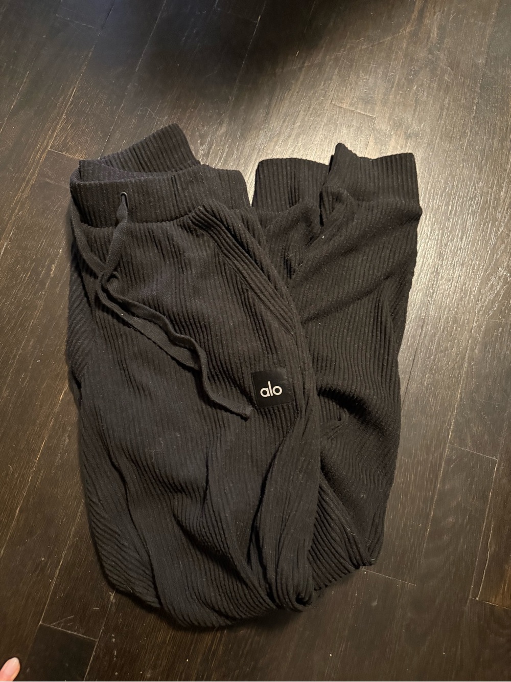 ALO Yoga Black Ribbed Joggers